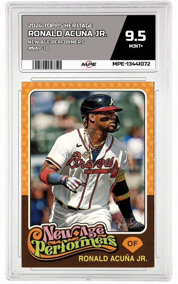 2024 TOPPS HERITAGE NEW AGE PERFORMERS #NAP-10 RONALD ACUÑA JR. MPE 9.5 MINT+ — graded card auctioned from the MPE vault