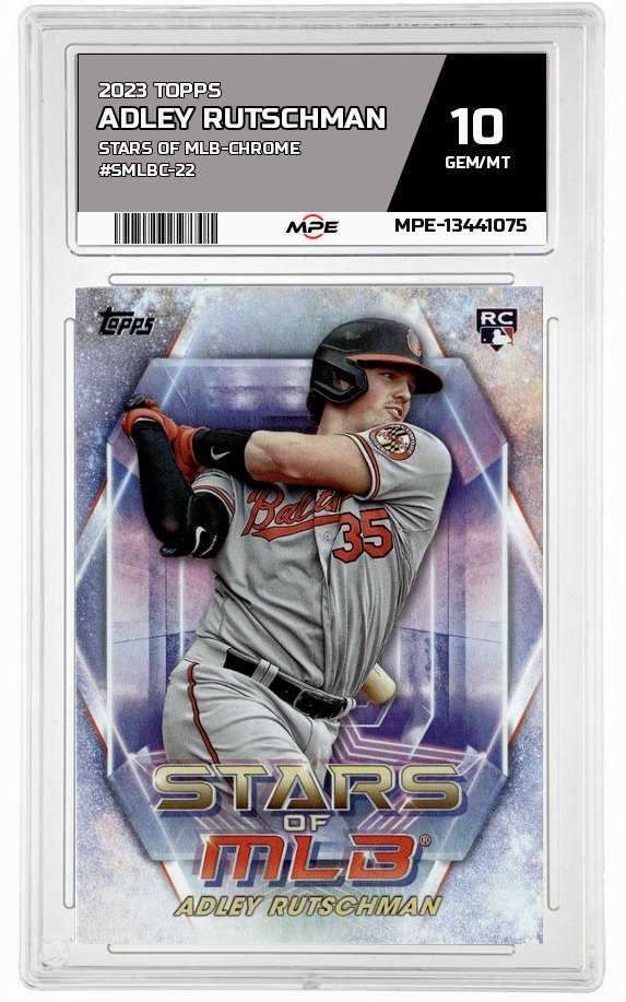 2023 TOPPS STARS OF MLB-CHROME #SMLBC-22 ADLEY RUTSCHMAN MPE 10 GEM/MT — graded card auctioned from the MPE vault