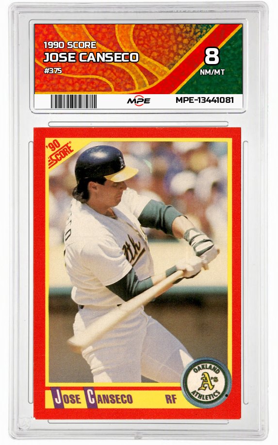 1990 SCORE #375 JOSE CANSECO MPE 8 NM/MT — graded card up for auction