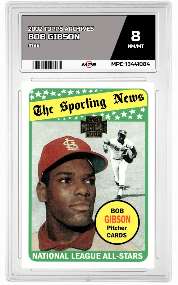2002 TOPPS ARCHIVES #188 BOB GIBSON MPE 8 NM/MT — graded card auctioned from the MPE vault