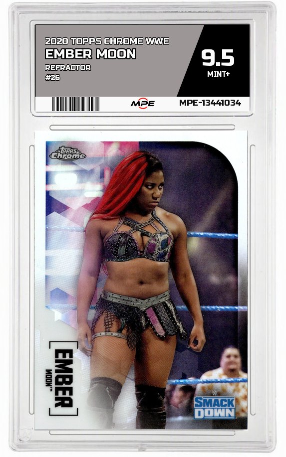 2020 TOPPS CHROME WWE REFRACTOR #26 EMBER MOON MPE 9.5 MINT+ — graded card auctioned from the MPE vault