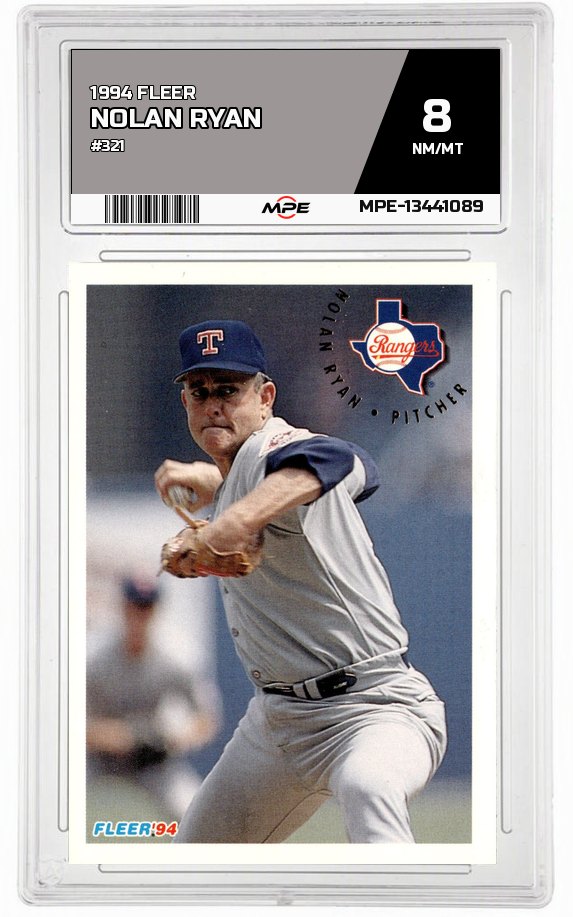 1994 FLEER #321 NOLAN RYAN MPE 8 NM/MT — graded card auctioned from the MPE vault