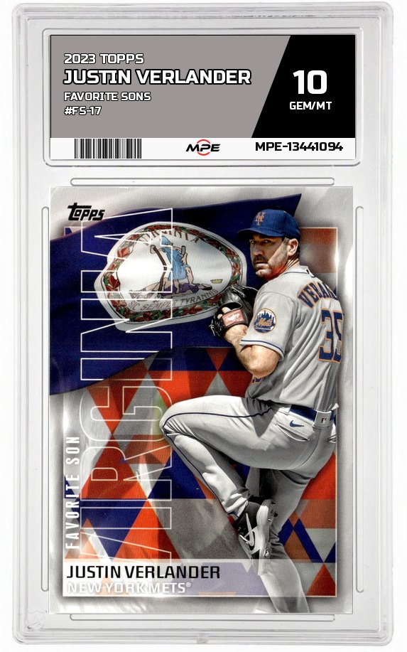 2023 TOPPS FAVORITE SONS #FS-17 JUSTIN VERLANDER MPE 10 GEM/MT — graded card auctioned from the MPE vault