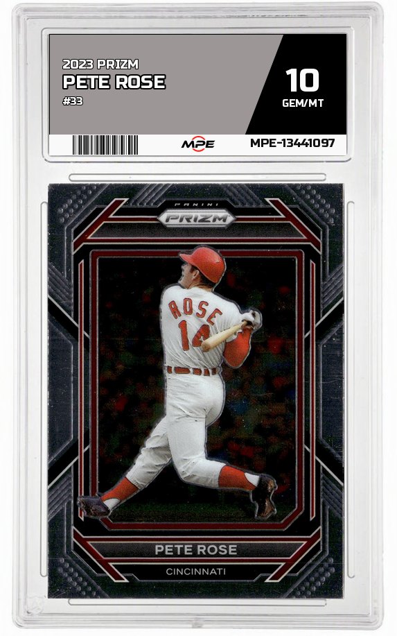 2023 PRIZM #33 PETE ROSE MPE 10 GEM/MT — graded card auctioned from the MPE vault