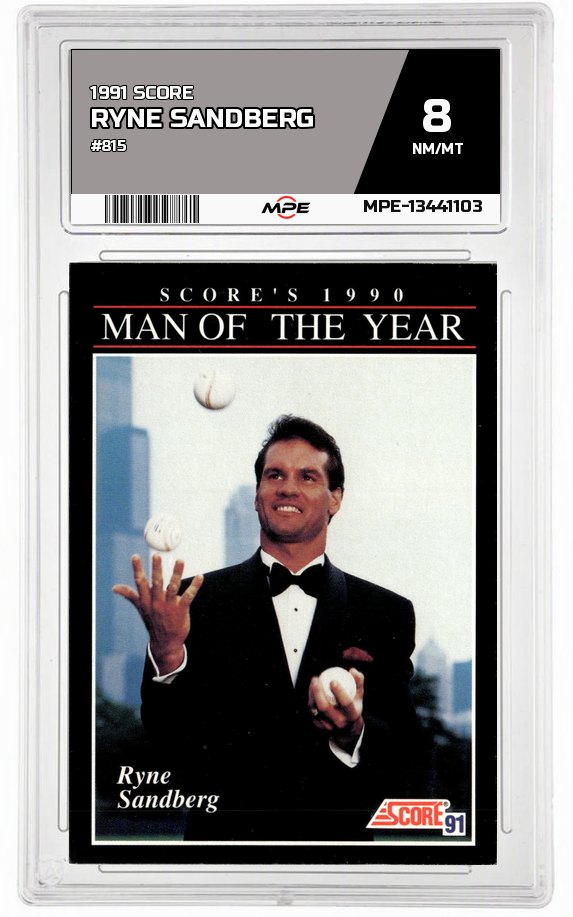 1991 SCORE #815 RYNE SANDBERG MPE 8 NM/MT — graded card auctioned from the MPE vault