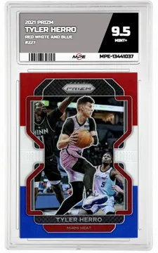 2021 PRIZM Red White and Blue #227 TYLER HERRO MPE 9.5 MINT+ — graded card up for auction