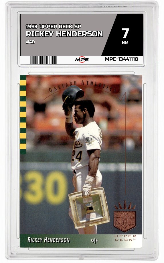 1993 UPPER DECK SP #40 RICKEY HENDERSON MPE 7 NM — graded card auctioned from the MPE vault