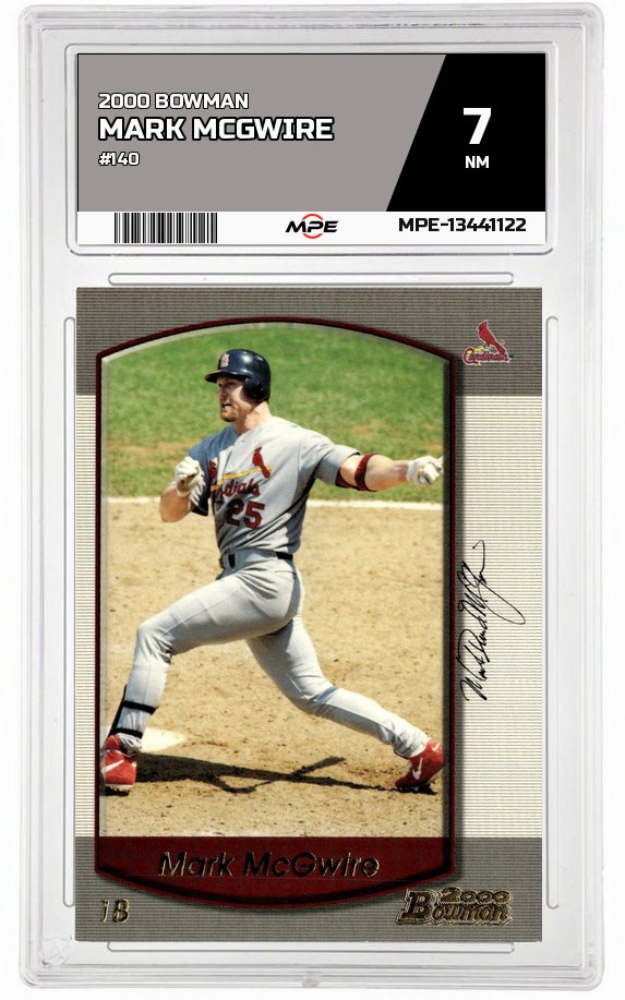 2000 BOWMAN #140 MARK MCGWIRE MPE 7 NM — graded card auctioned from the MPE vault