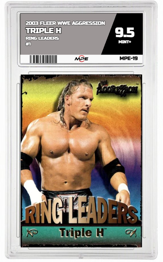 2003 FLEER WWE AGGRESSION RING LEADERS #1 TRIPLE H MPE 9.5 MINT+ — graded card up for auction