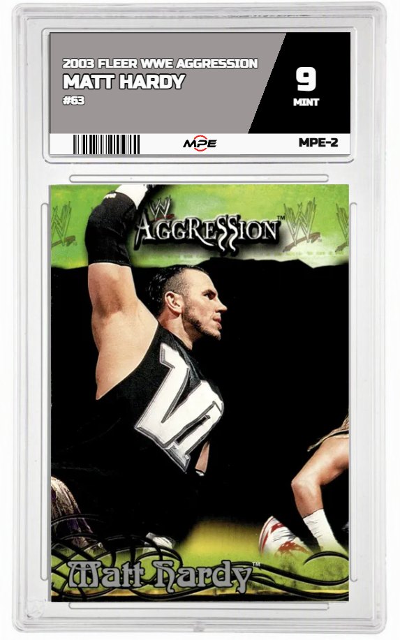 2003 FLEER WWE AGGRESSION #63 MATT HARDY MPE 9 MINT — graded card auctioned from the MPE vault