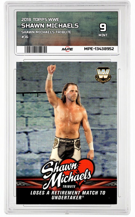 2018 TOPPS WWE SHAWN MICHAELS TRIBUTE #36 SHAWN MICHAELS MPE 9 MINT — graded card auctioned from the MPE vault