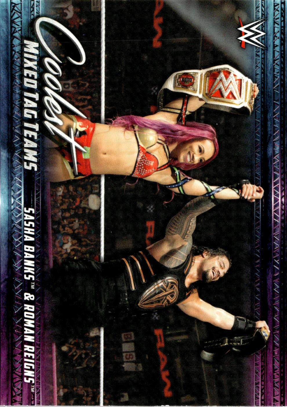 2021 Topps WWE Sasha Banks & Roman Reigns graded slab