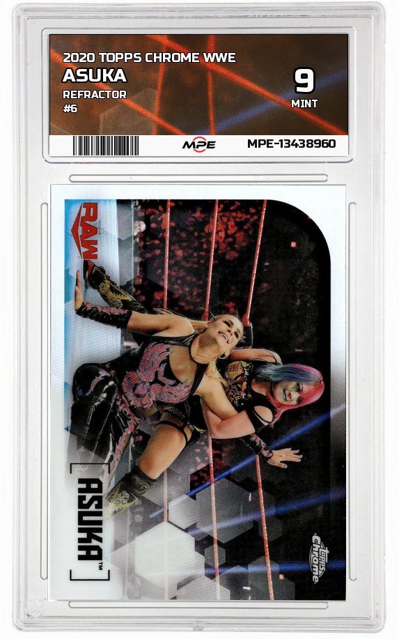 2020 TOPPS CHROME WWE REFRACTOR #6 ASUKA MPE 9 MINT — graded card up for auction