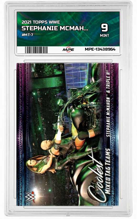 2021 TOPPS WWE #MT-7 STEPHANIE MCMAHON & TRIPLE H MPE 9 MINT — graded card auctioned from the MPE vault