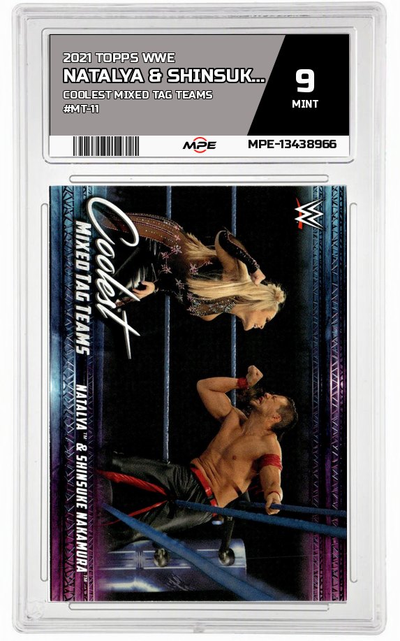 2021 TOPPS WWE COOLEST MIXED TAG TEAMS #MT-11 NATALYA & SHINSUKE NAKAMURA MPE 9 MINT — graded card auctioned from the MPE vault