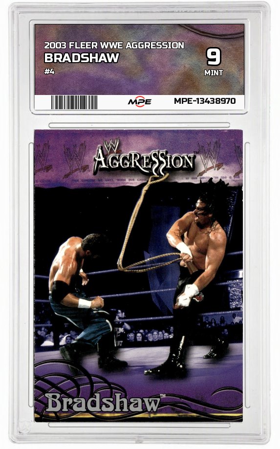 2003 FLEER WWE AGGRESSION #4 BRADSHAW MPE 9 MINT — graded card up for auction
