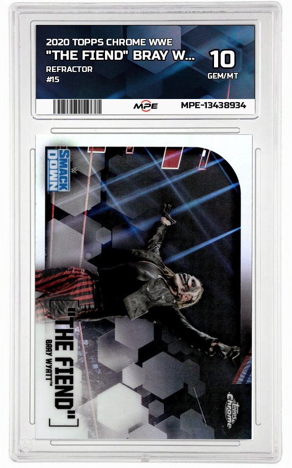 2020 TOPPS CHROME WWE REFRACTOR #15 "THE FIEND" BRAY WYATT MPE 10 GEM/MT — graded card up for auction