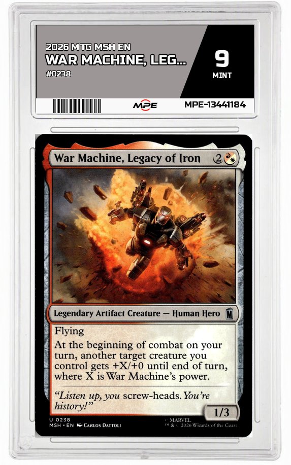 2026 MTG MSH EN #0238 WAR MACHINE, LEGACY OF IRON MPE 9 MINT — graded card auctioned from the MPE vault