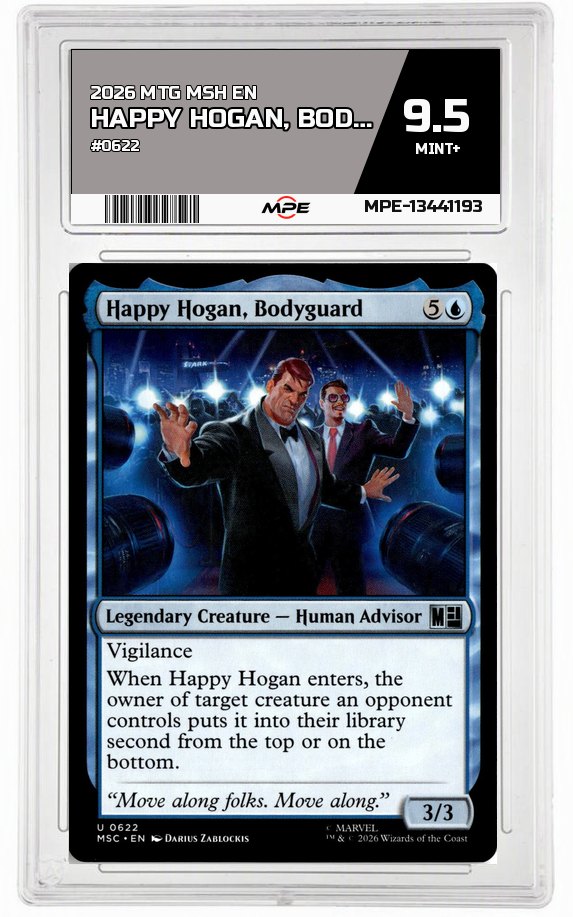 2026 MTG MSH EN #0622 HAPPY HOGAN, BODYGUARD MPE 9.5 MINT+ — graded card auctioned from the MPE vault