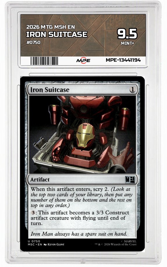 2026 MTG MSH EN #0750 IRON SUITCASE MPE 9.5 MINT+ — graded card auctioned from the MPE vault
