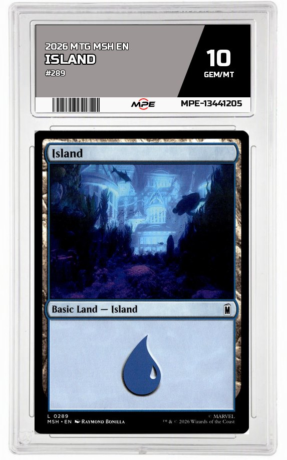 2026 MTG MSH EN #289 ISLAND MPE 10 GEM/MT — graded card auctioned from the MPE vault