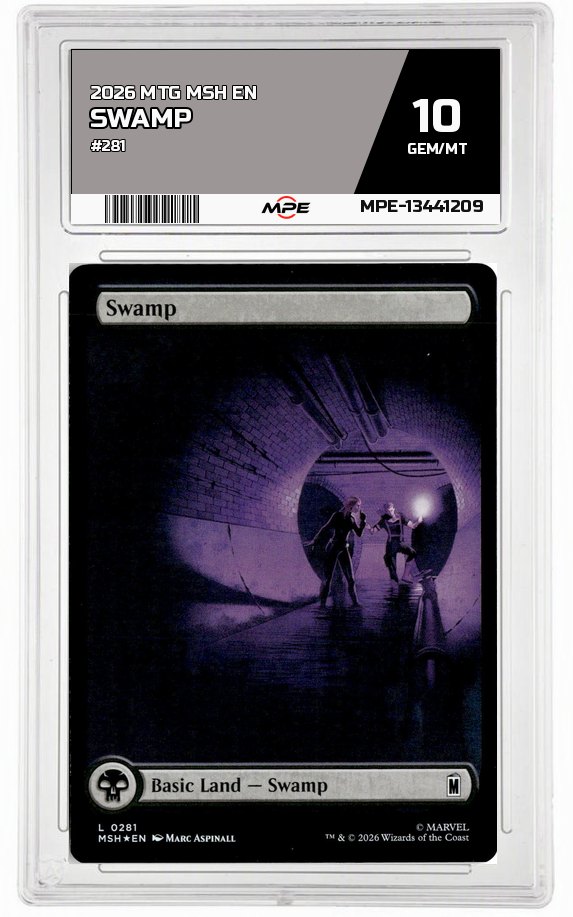 2026 MTG MSH EN #281 SWAMP MPE 10 GEM/MT — graded card auctioned from the MPE vault