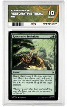 2026 MTG MSH EN #183 RESTORATIVE TECHNIQUE MPE 10 GEM/MT — graded card up for auction
