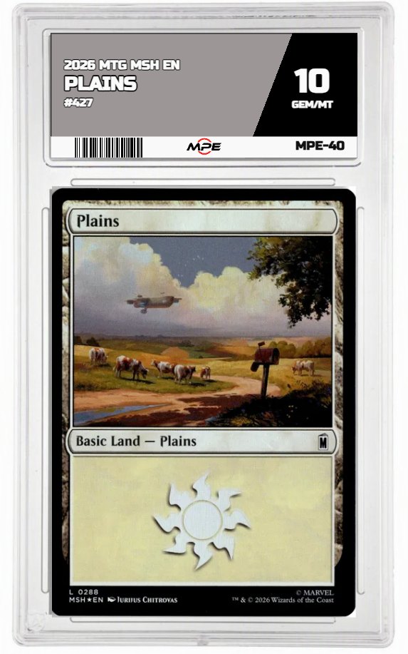 2026 MTG MSH EN #427 PLAINS MPE 10 GEM/MT — graded card auctioned from the MPE vault