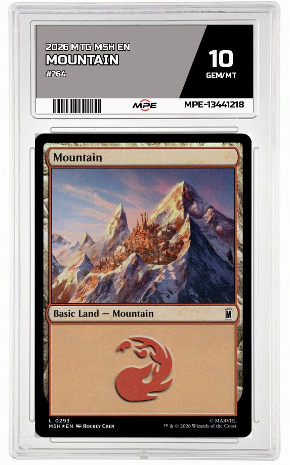 2026 MTG MSH EN #264 MOUNTAIN MPE 10 GEM/MT — graded card auctioned from the MPE vault