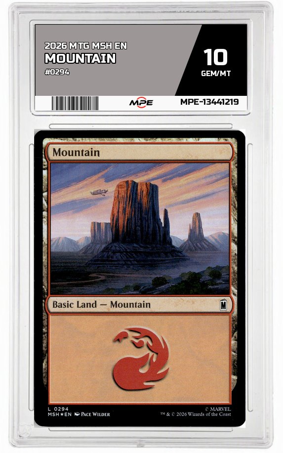 2026 MTG MSH EN #0294 MOUNTAIN MPE 10 GEM/MT — graded card auctioned from the MPE vault