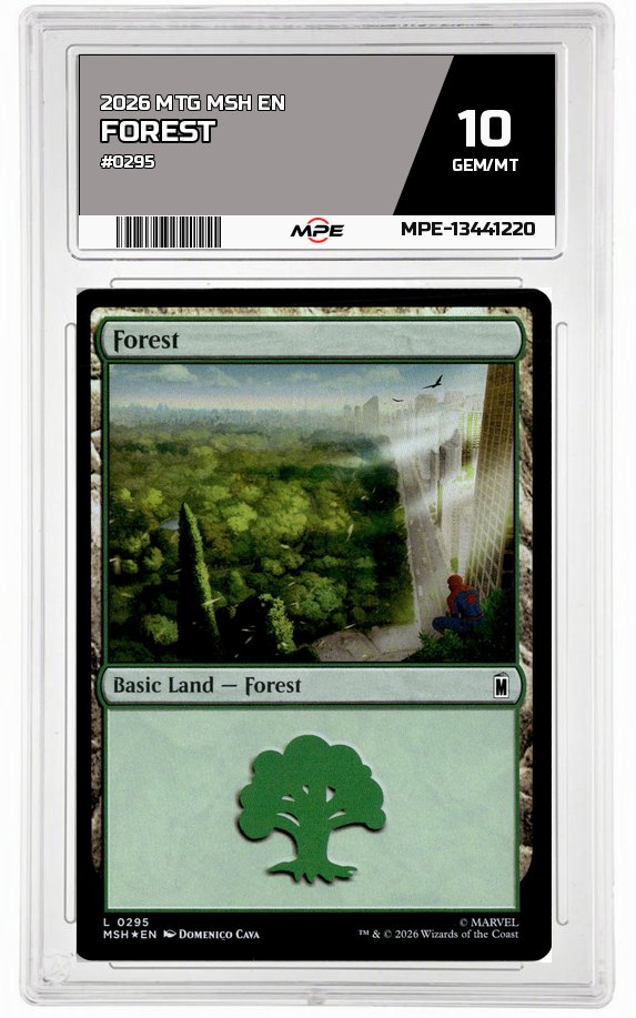 2026 MTG MSH EN #0295 FOREST MPE 10 GEM/MT — graded card auctioned from the MPE vault