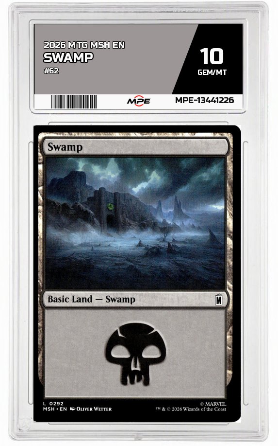 2026 MTG MSH EN #62 SWAMP MPE 10 GEM/MT — graded card auctioned from the MPE vault