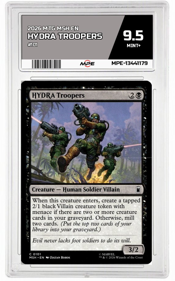 2026 MTG MSH EN #101 HYDRA TROOPERS MPE 9.5 MINT+ — graded card auctioned from the MPE vault