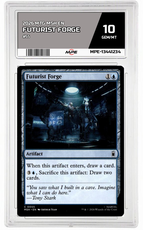 2026 MTG MSH EN #55 FUTURIST FORGE MPE 10 GEM/MT — graded card auctioned from the MPE vault