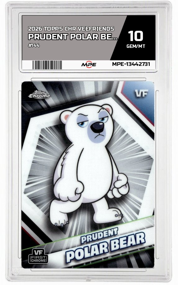 2026 TOPPS CHR VEEFRIENDS #144 PRUDENT POLAR BEAR MPE 10 GEM/MT — graded card up for auction