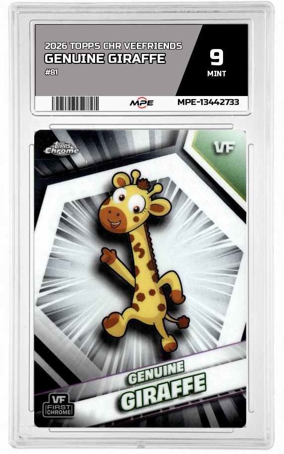 2026 TOPPS CHR VEEFRIENDS #81 GENUINE GIRAFFE MPE 9 MINT — graded card auctioned from the MPE vault