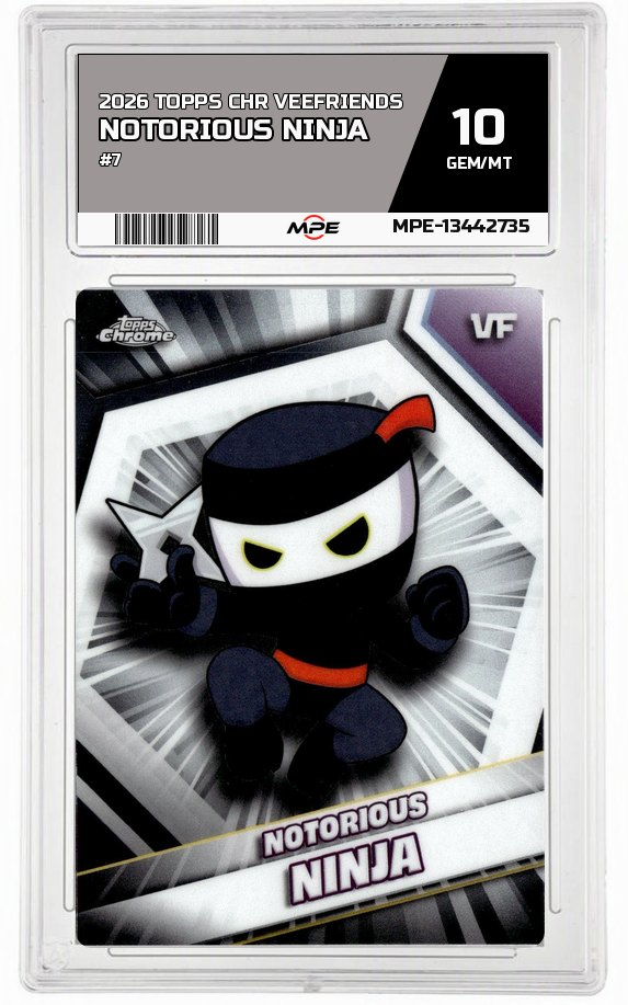 2026 TOPPS CHR VEEFRIENDS #7 NOTORIOUS NINJA MPE 10 GEM/MT — graded card up for auction