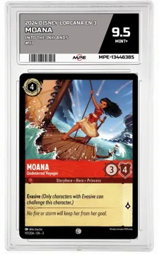 2024 DISNEY LORCANA EN 3 Into the Inklands #117 MOANA MPE 9.5 MINT+ — graded card up for auction