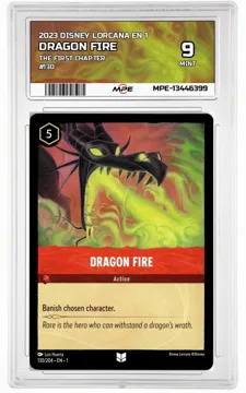 2023 DISNEY LORCANA EN 1 The First Chapter #130 DRAGON FIRE MPE 9 MINT — graded card up for auction