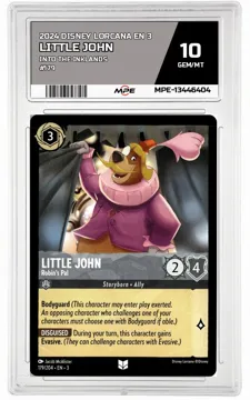 2024 DISNEY LORCANA EN 3 Into the Inklands #179 LITTLE JOHN MPE 10 GEM/MT — graded card up for auction