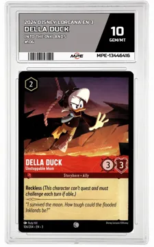 2024 DISNEY LORCANA EN 3 Into the Inklands #106 DELLA DUCK MPE 10 GEM/MT — graded card up for auction