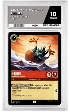 2024 DISNEY LORCANA EN 3 Into the Inklands #107 HEIHEI MPE 10 GEM/MT — graded card up for auction