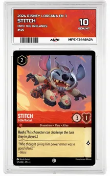 2024 DISNEY LORCANA EN 3 Into the Inklands #125 STITCH MPE 10 GEM/MT — graded card up for auction
