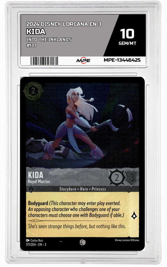 2024 DISNEY LORCANA EN 3 Into the Inklands #177 KIDA MPE 10 GEM/MT — graded card auctioned from the MPE vault