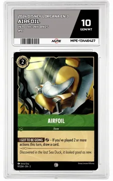 2024 DISNEY LORCANA EN 3 Into the Inklands #97 AIRFOIL MPE 10 GEM/MT — graded card up for auction