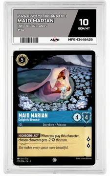 2024 DISNEY LORCANA EN 3 Into the Inklands #150 MAID MARIAN MPE 10 GEM/MT — graded card up for auction