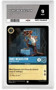 2023 DISNEY LORCANA EN 2 Rise of the Floodborn #146 DUKE WEASELTON MPE 9 MINT — graded card up for auction