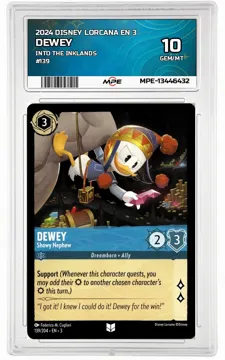 2024 DISNEY LORCANA EN 3 Into the Inklands #139 DEWEY MPE 10 GEM/MT — graded card up for auction