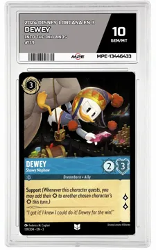 2024 DISNEY LORCANA EN 3 Into the Inklands #139 DEWEY MPE 10 GEM/MT — graded card up for auction