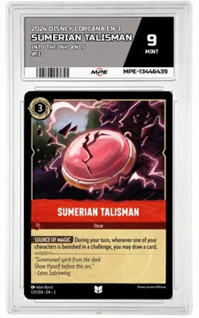 2024 DISNEY LORCANA EN 3 Into the Inklands #133 SUMERIAN TALISMAN MPE 9 MINT — graded card up for auction